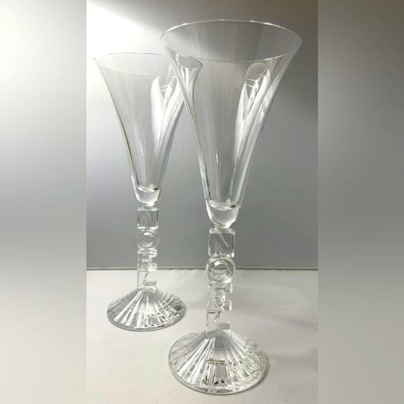 Pair NOEL Cristal d'Arques Durand Crystal Stem Drinking Goblet or Wine Glass - Picture 1 of 7